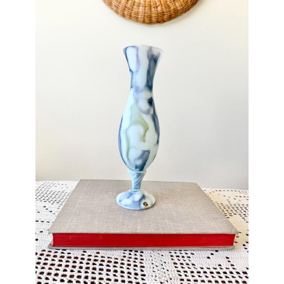 Mid Century Italian Unique Blue and Green Opaline Vase - Picture 1 of 6